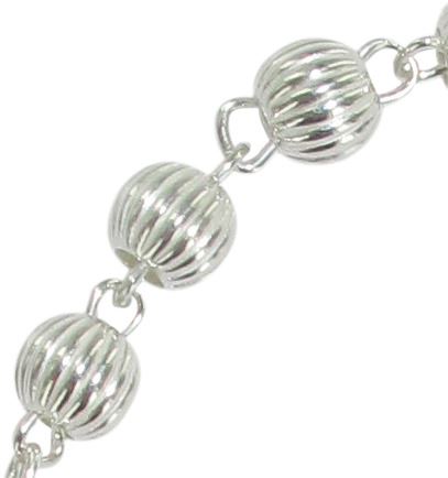 bracciale rosario in argento 925 con 11 grani tondi rigati mm 5