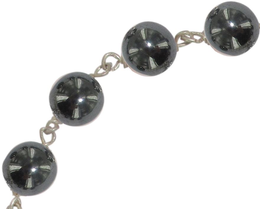 bracciale decina in ematite mm 6 legatura in argento 925