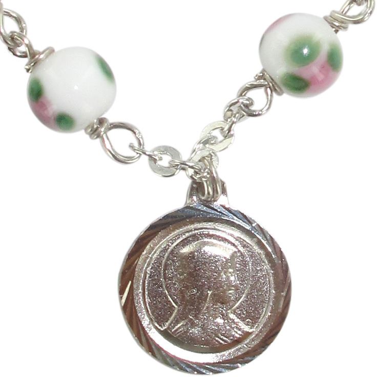bracciale rosario con grani in vetro da Ø 6 mm e legatura in argento 925
