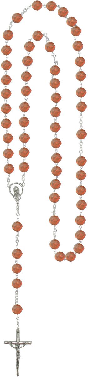 rosario con grani in cristallo sfaccettato da Ø 5 mm color rosa e legatura in argento 925