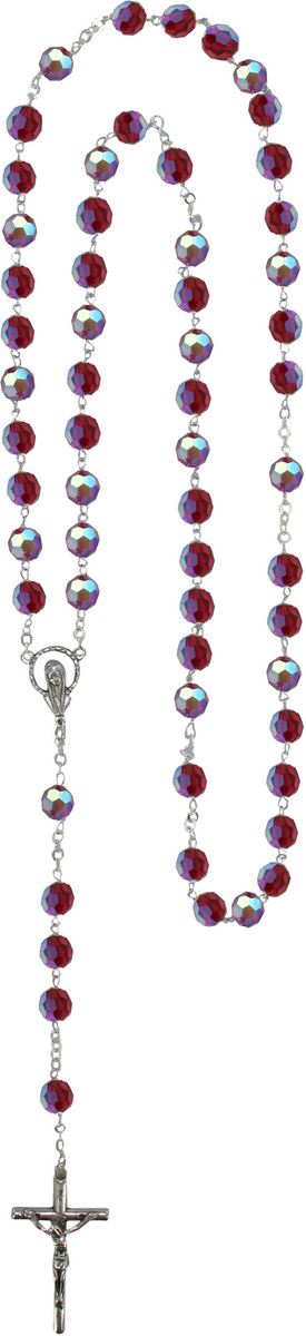 rosario cristallo sfaccettato con grani mm 7 color ametista legatura in argento 925 
