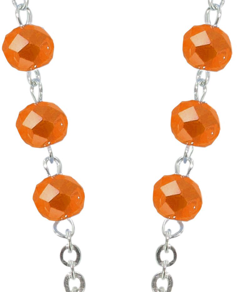 rosario cristallo sfaccettato opacizzato con grani mm 6 color arancio legatura in argento 925 
