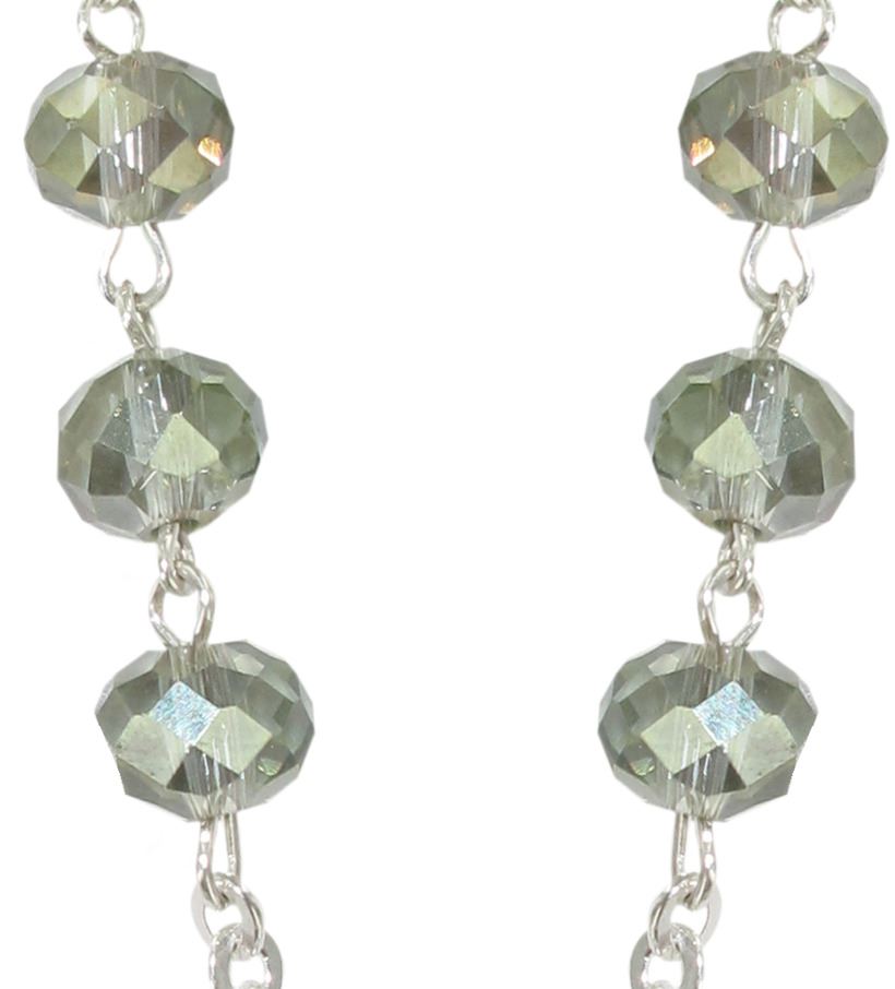 rosario cristallo sfaccettato trasparente con grani mm 6 color fumè legatura in argento 925
