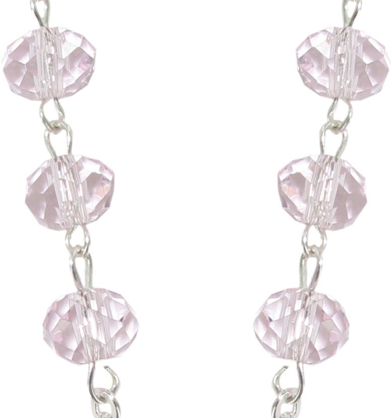 rosario cristallo sfaccettato trasparente con grani mm 6 color rosa legatura in argento 925 