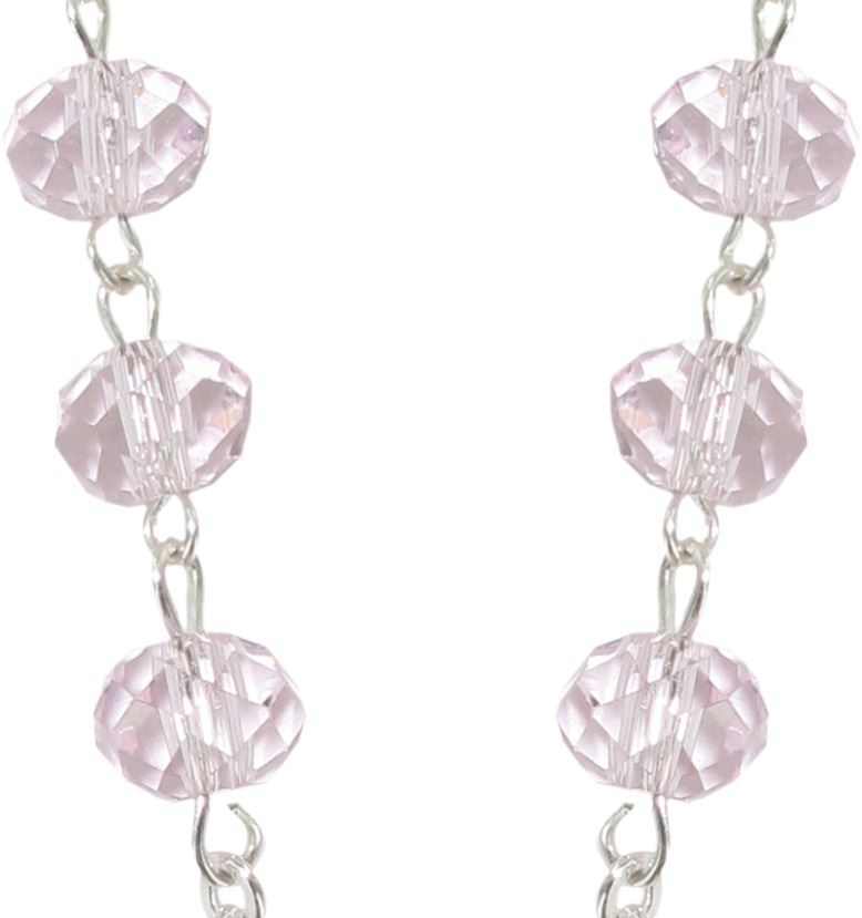 rosario cristallo sfaccettato trasparente con grani mm 6 color rosa legatura in argento 925 