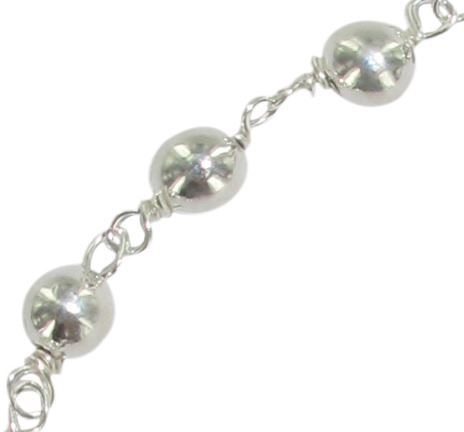 bracciale decina con grani tondi mm 4 legatura in argento 925 