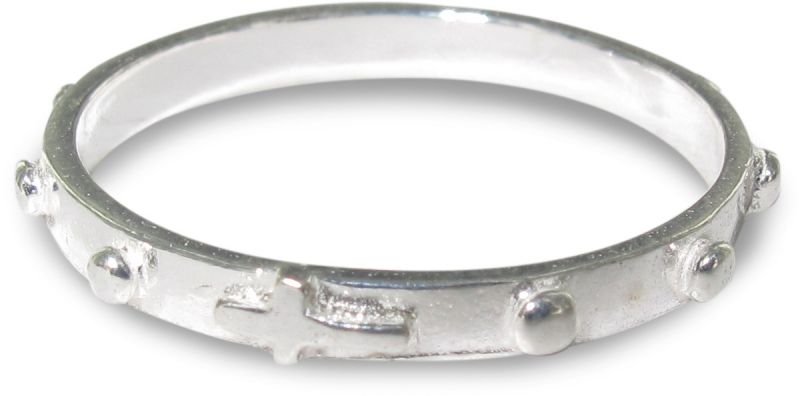 rosario anello in argento 925 con 10 grani tondi misura italiana n°10 - diametro interno mm 16 circa