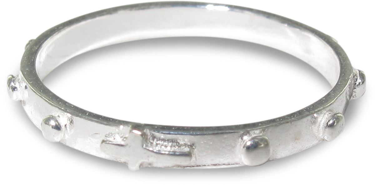rosario anello in argento 925 con 10 grani tondi misura italiana n° 18 - diametro interno 18,5 mm circa