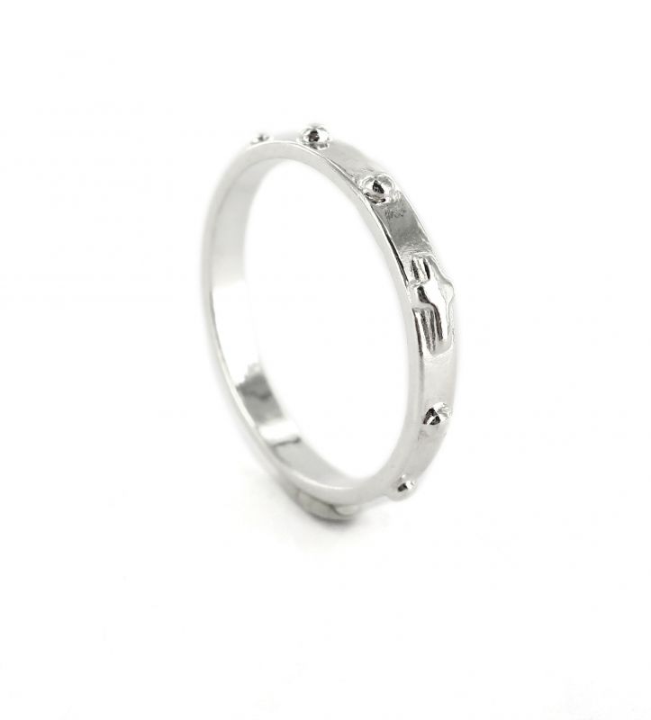 rosario anello in argento 925 con 10 grani tondi - diametro interno mm 19,5 / misura italiana: 21
