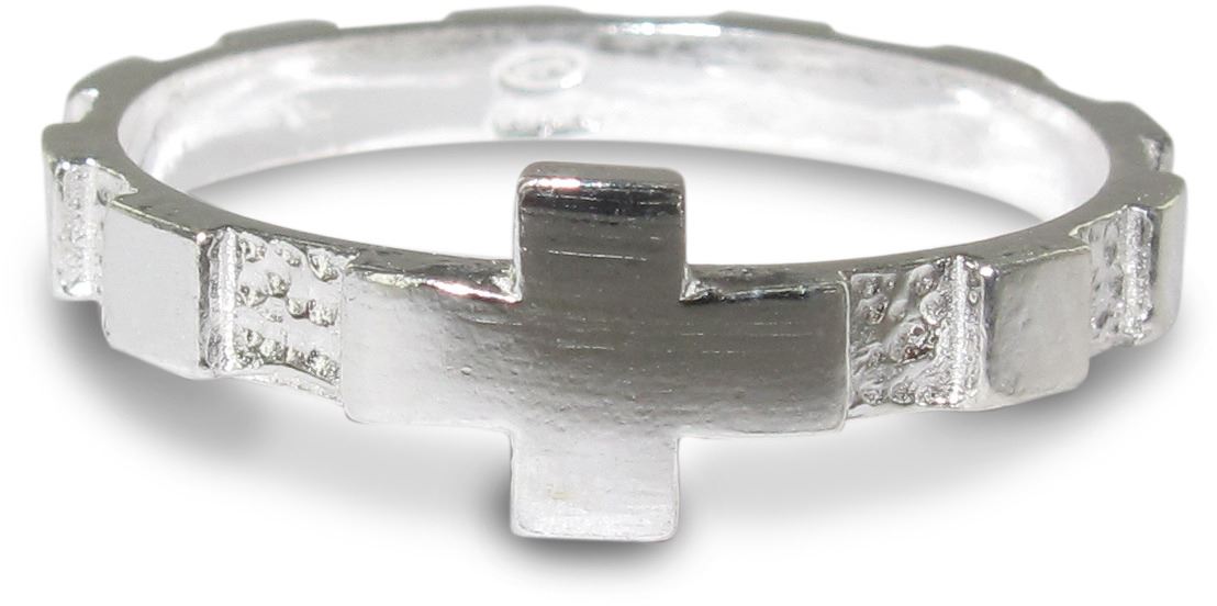 rosario anello in argento 925 con 10 quadrati misura italiana n°18 - diametro interno mm 18,5 circa