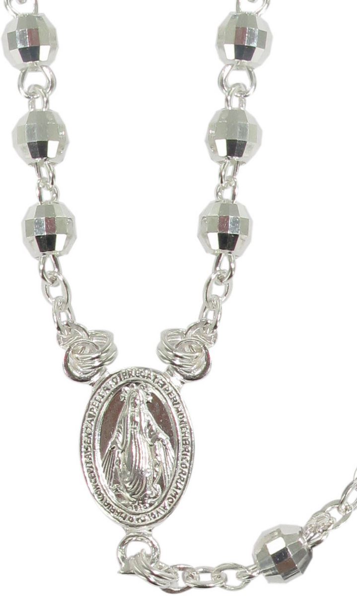 rosario in argento 925 con grani sfaccettati da Ø 4 mm