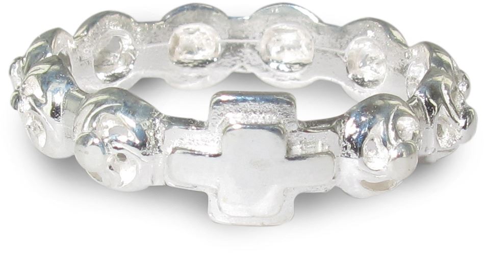 rosario anello in argento 925 con 10 roselline misura italiana n°13 - diametro interno mm 17 circa