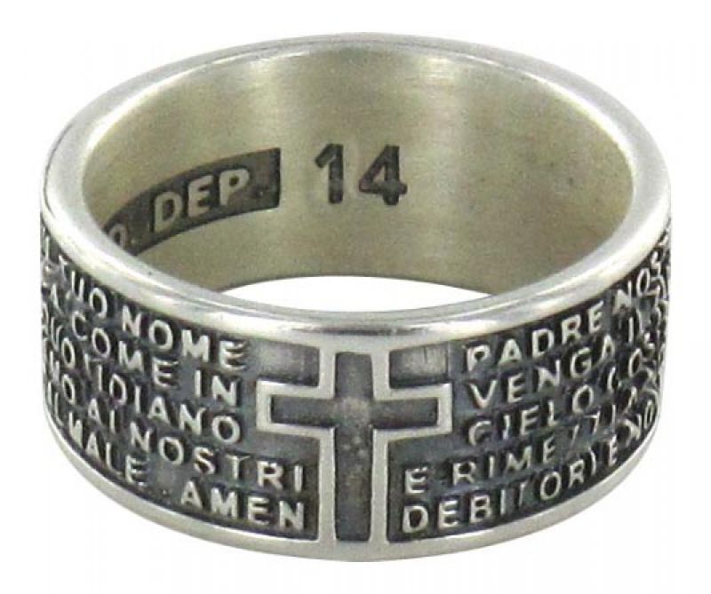 anello padre nostro in argento 925 brunito - misura italiana n°14