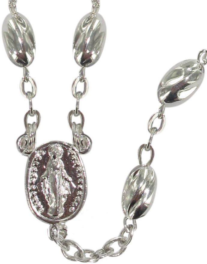rosario in argento 925 con grani ovali