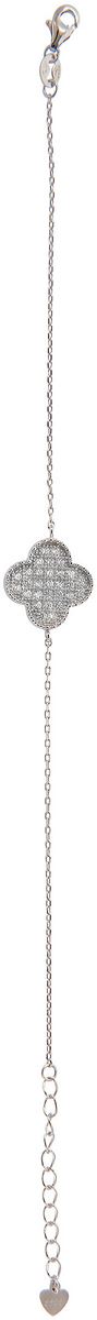 braccialetto con quadrifoglio con strass in argento 925 con bagno in oro bianco 
