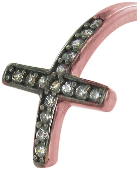anello con croce strass bianchi in argento 925 con bagno oro rosa 