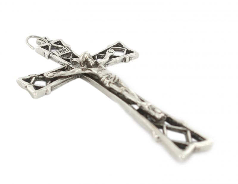 croce con cristo riportato in argento 925 - 6 cm