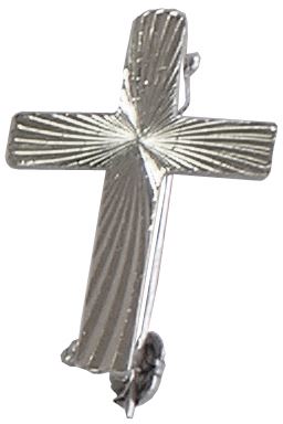 croce distintivo con spilla in argento 925 - 2 cm