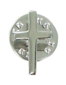 croce distintivo in argento 925 lucido con clips - 1,5 cm