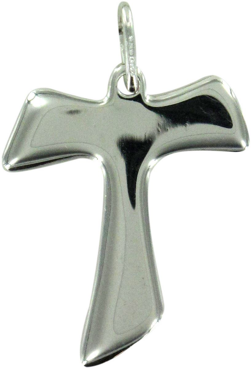 croce tau in argento 925 leggermente bombata - 1,7 cm