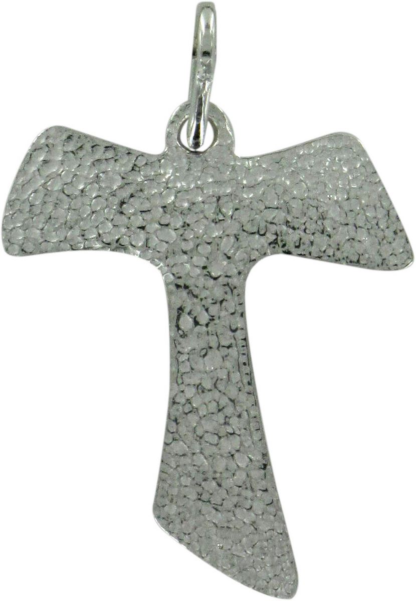 croce tau in argento 925 leggermente bombata - 2,6 cm