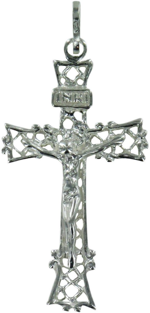 croce in argento 925 con cristo riportato - 3,5 cm