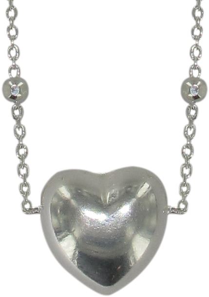 collana con ciondolo a forma di cuore e grani in argento 925 