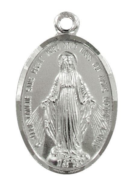 medaglia madonna miracolosa in argento 925, altezza dell'ovale: 1 cm, larghezza: 8 mm