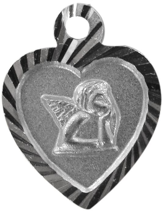 medaglia angelo custode in argento 925 a forma di cuore - 1,4 cm