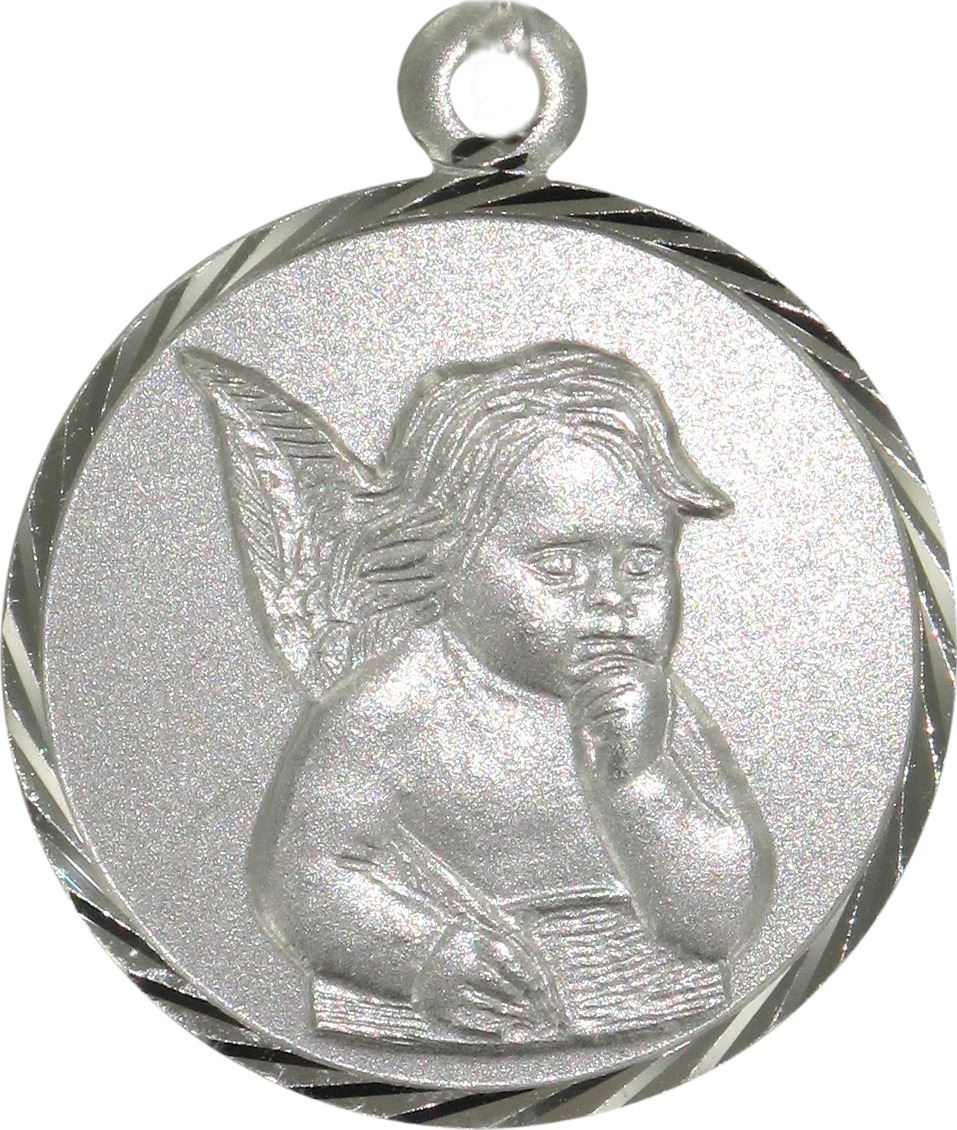 medaglia in argento 925 raffigurante l'angelo custode - 2,5 cm