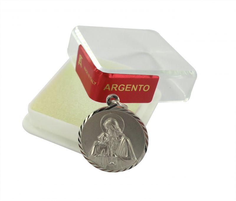 medaglia cristo con l'apostolo giovanni in argento 925, tonda - 2 cm circa