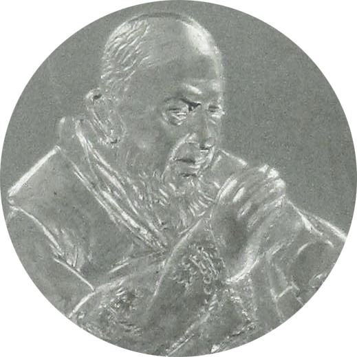 medaglia padre pio tonda in argento 925 - 2,5 cm