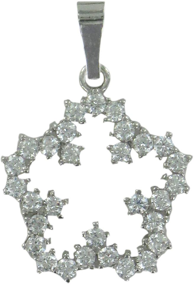 ciondolo a forma di fiore con zirconi in argento 925 - 2 cm