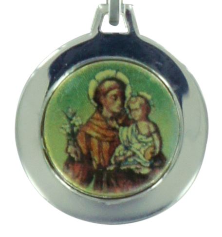 medaglia sant'antonio in argento 925 colorato con collierino - 1,9 cm