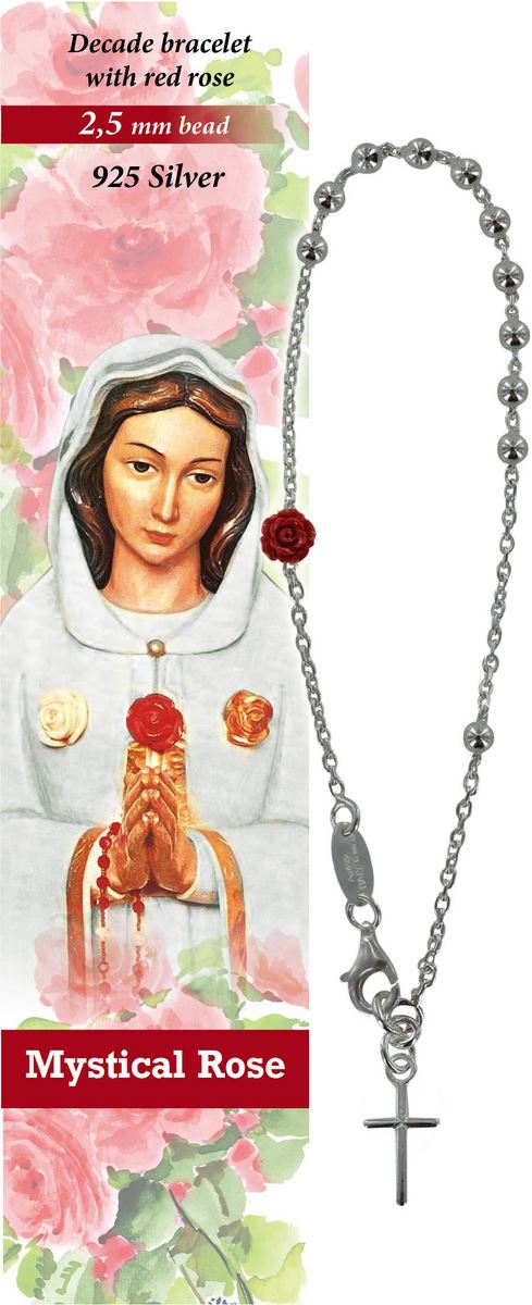 bracciale decina in argento 925 diametro mm 2,5 - rosa mistica - inglese