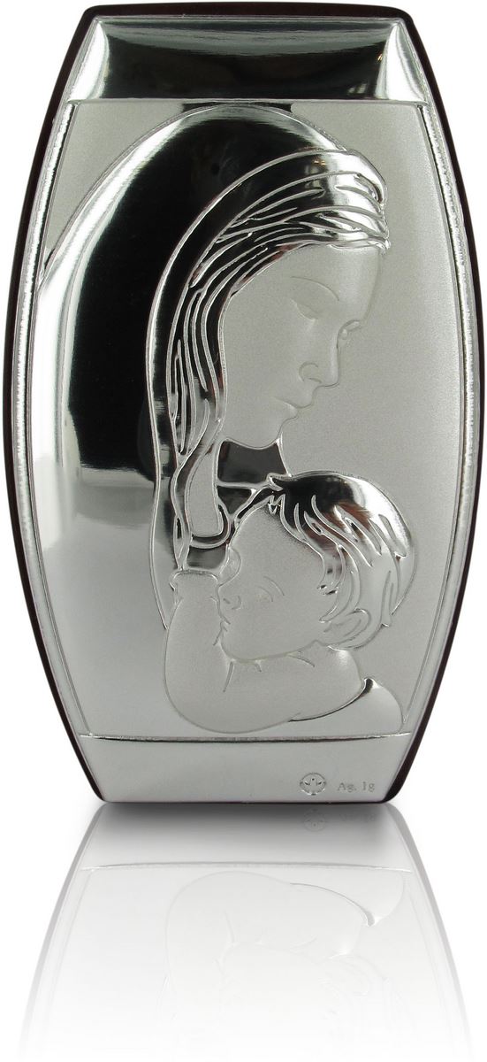 quadro madonna col bambino con lastra in argento 925 - 8 x 4 cm