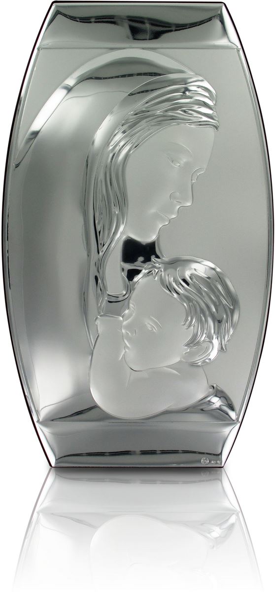 quadro madonna col bambino con lastra in argento 925 - 7 x 12 cm 
