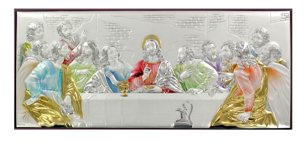 quadro ultima cena in argento 925 - bassorilievo - 17 x 38 cm