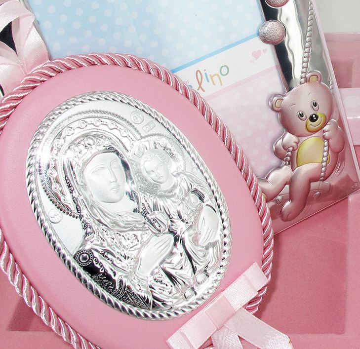 set regalo nascita/battesimo: sopraculla e cornice in argento 925 soggetto orsetto