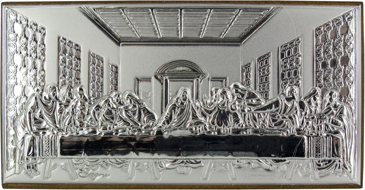 quadro ultima cena con lastra in argento 925 - 10 x 5 cm