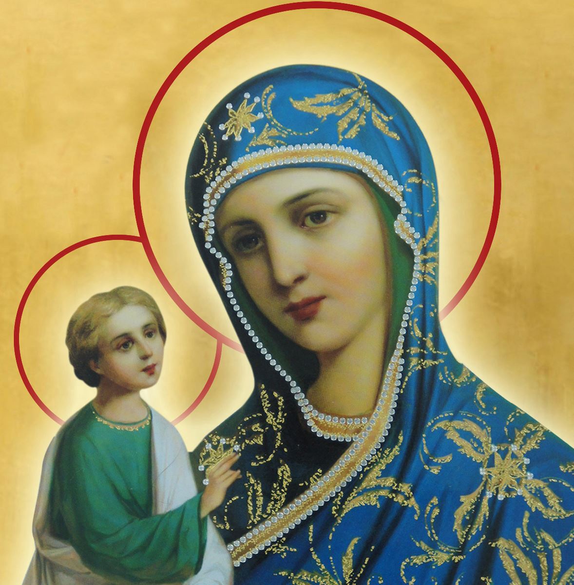 icona madonna manto azzurro dipinta a mano su legno con fondo oro cm 13x16