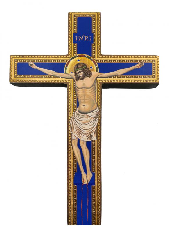 croce icona dipinta a mano su legno cm 19x26