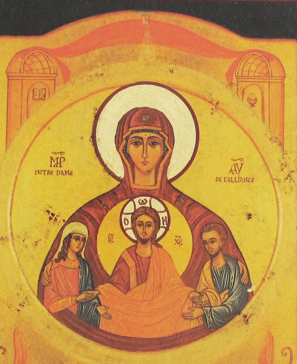 icona degli sposi - nostra signora dell'alleanza, produzione greca su legno - 14 x 12 cm