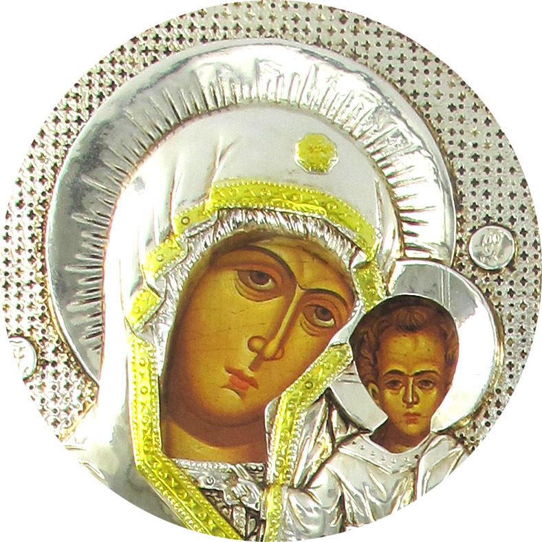 icona madonna bambino con riza resinata color argento - 12,5 x 10,5 cm