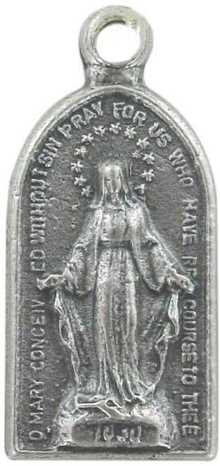 stock: medaglia miracolosa in metallo ossidato - 2 cm