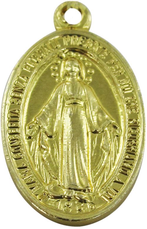 medaglia miracolosa in alluminio dorato - altezza medaglietta 1,4 cm circa