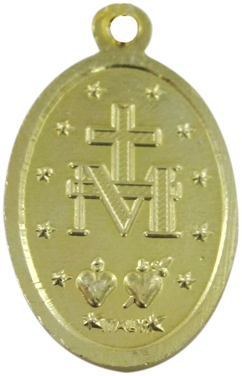 medaglia miracolosa in alluminio dorato - altezza medaglietta 1,4 cm circa