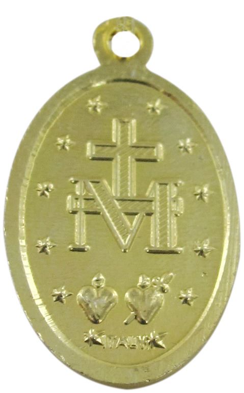 medaglia miracolosa in alluminio dorato - altezza medaglietta 1,8 cm circa