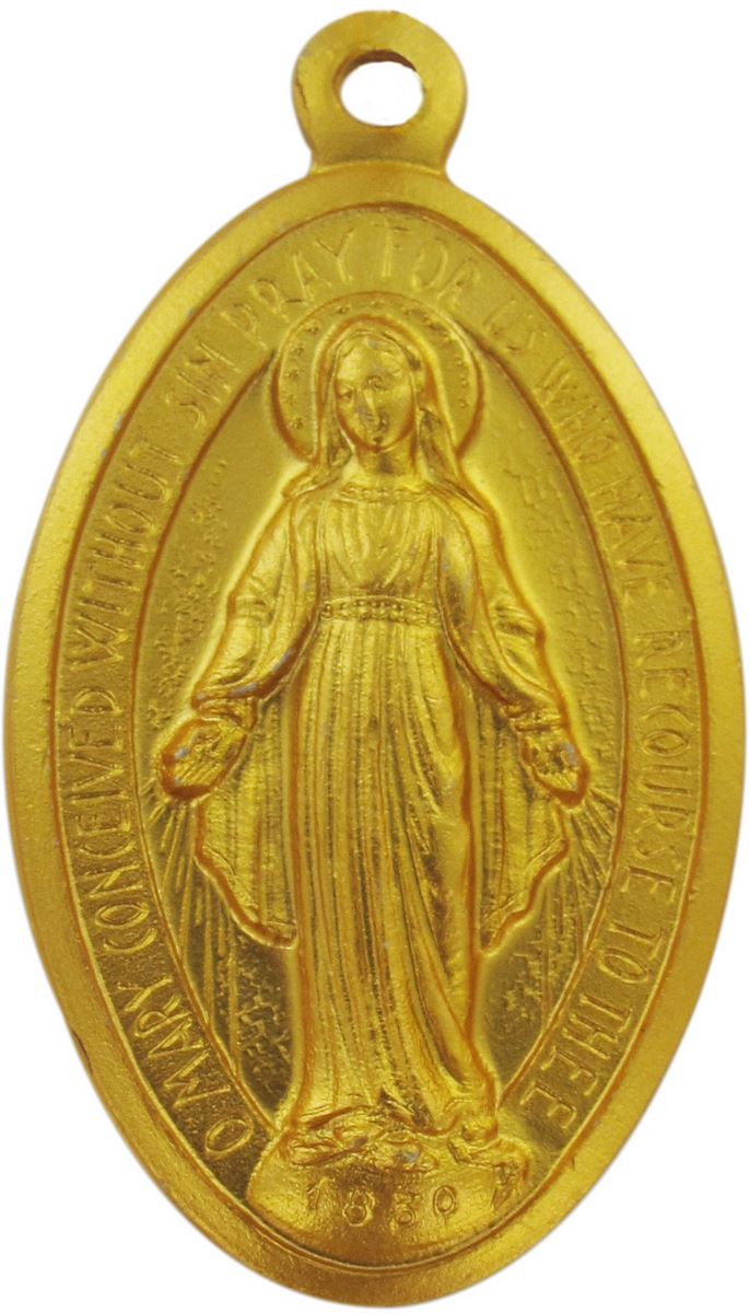 medaglia miracolosa in alluminio dorato - altezza medaglietta 2,1 cm circa