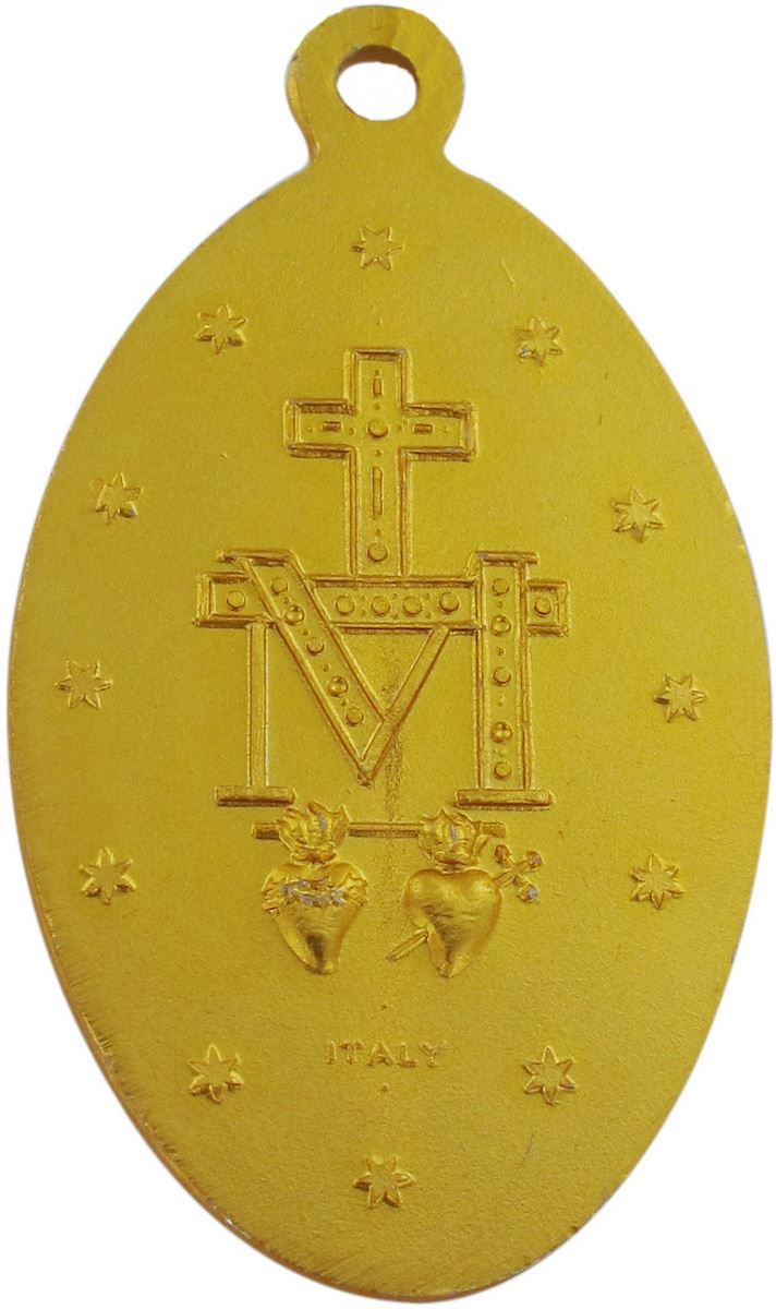 medaglia miracolosa in alluminio dorato - altezza medaglietta 2,1 cm circa